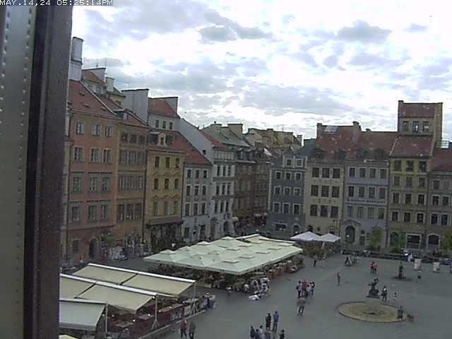 Widok z kamery na Rynek Starego Miasta Warszawie