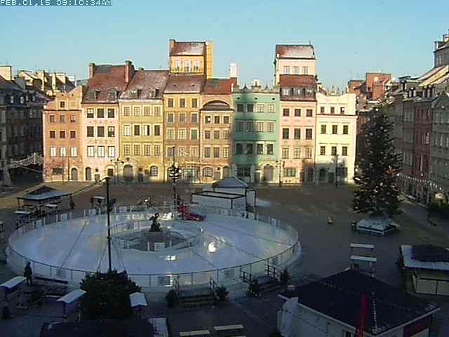 Rynek Starego Miasta zimą z kamery