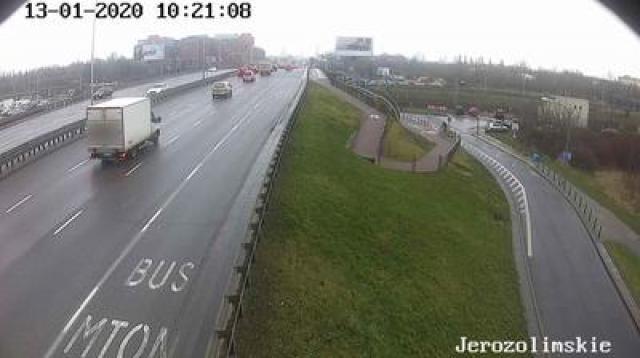 Widok z kamery drogowej w Warszawie